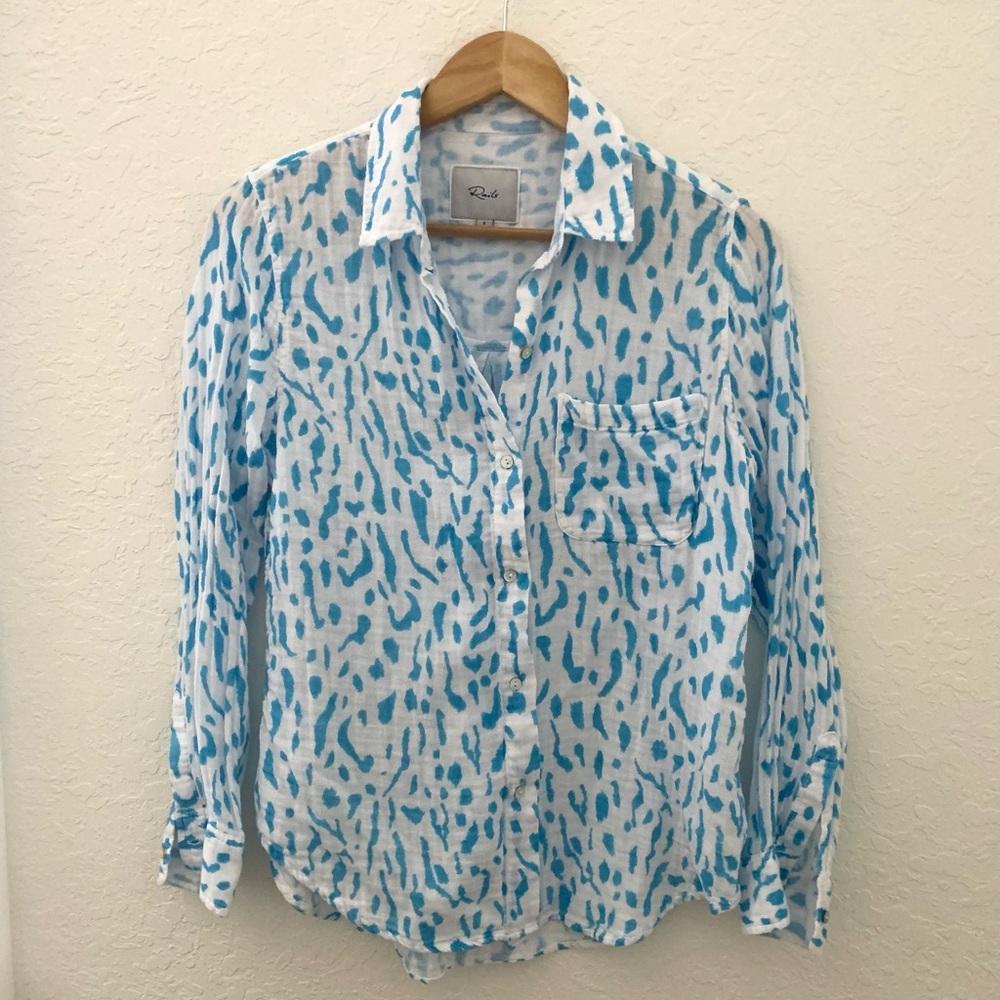 Rails Ellis Organic Cotton Shirt Blue Cheetah Shirt